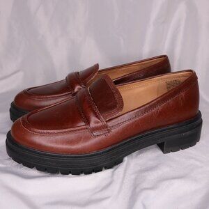 Madewell Brown Leather Lug Sole Penny Loafers Size 7.5